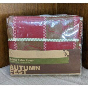 Autumn Fest Oblong Fabric Table Cover 60" X 84" Checkered Pattern